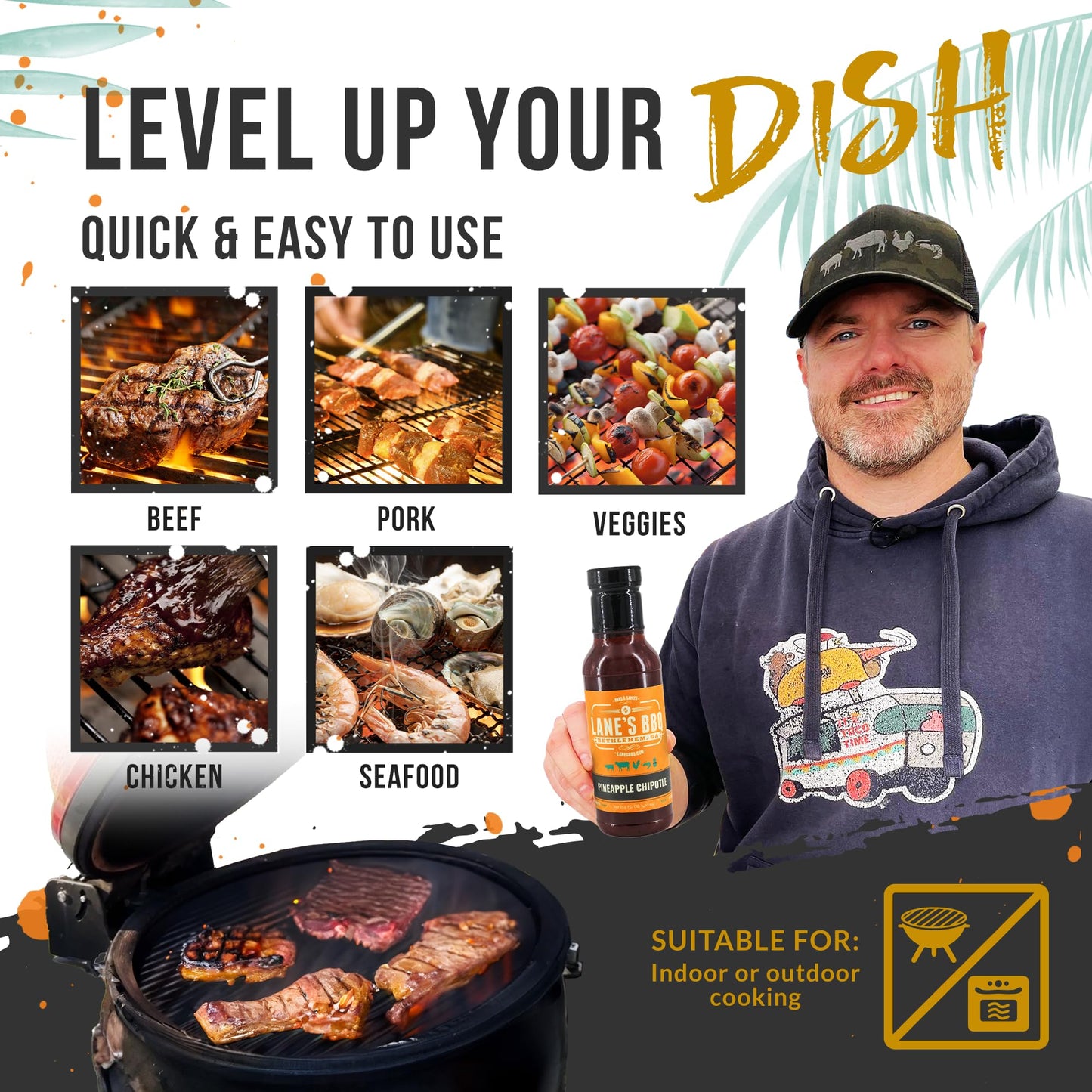 Lane s Pineapple Chipotle BBQ Sauce, All-Natural Tropically Inspired Barbecue Sauce, Goes Great with Chicken, Pulled Pork & Bri