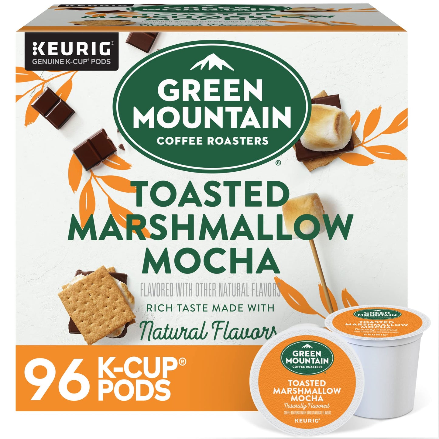 Green Mountain Coffee Roasters Toasted Marshmallow Mocha K-Cup Pods, Flavored Light Roast Coffee, 96 Count, Model 5000341982-96