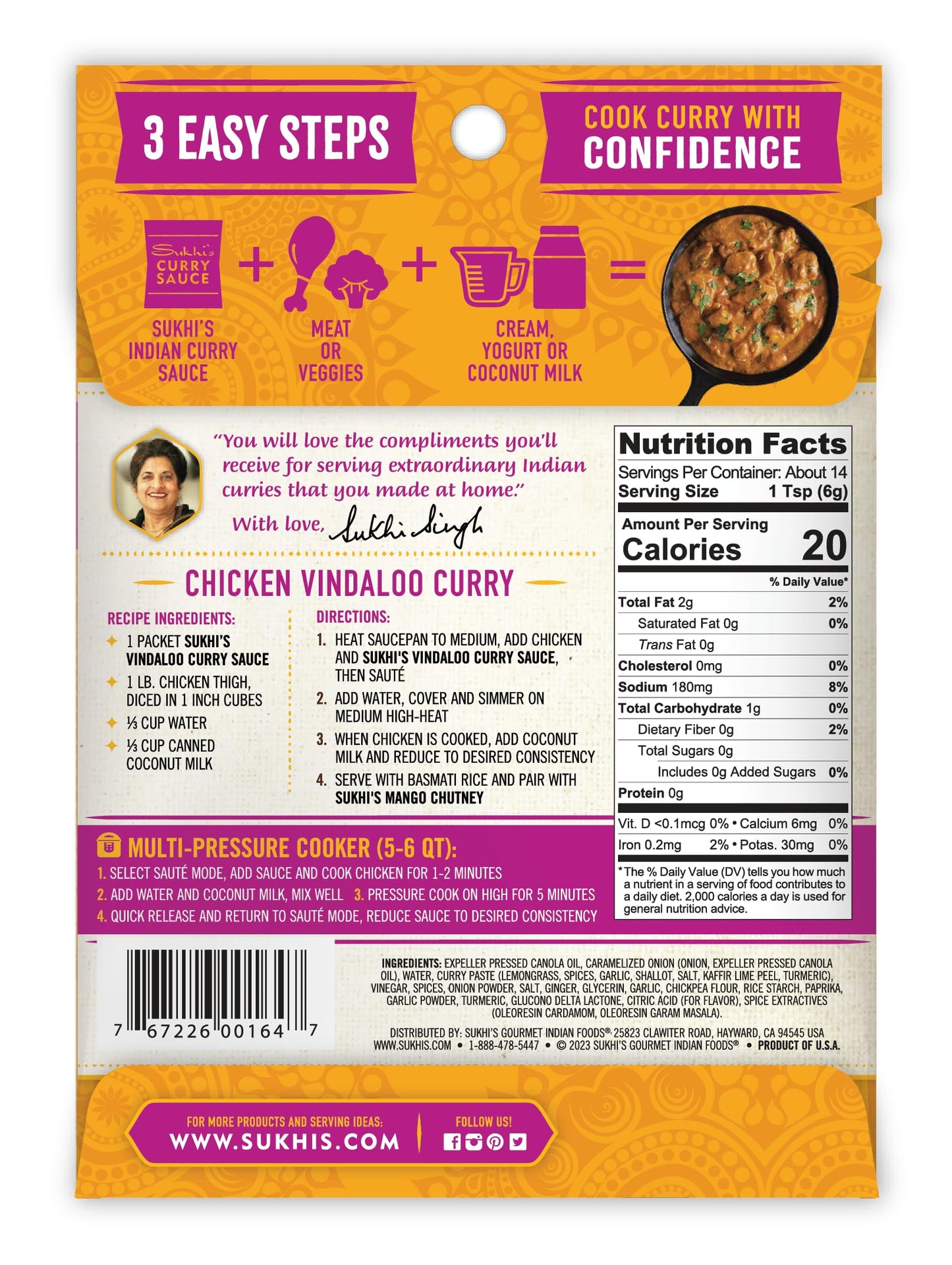 Sukhi'S Gluten-Free Indian Curry Paste - Vindaloo Curry Sauce 3Oz (Pack Of 6), Simmer Sauce Indian Sauce
