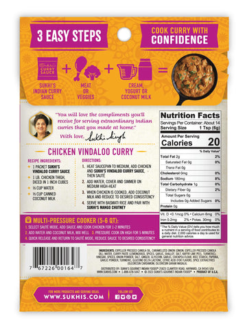 Sukhi'S Gluten-Free Indian Curry Paste - Vindaloo Curry Sauce 3Oz (Pack Of 6), Simmer Sauce Indian Sauce