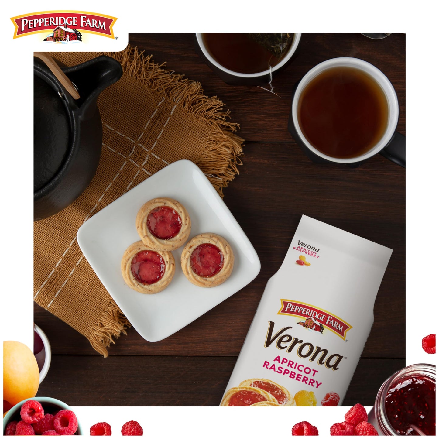 Pepperidge Farm Verona Apricot Raspberry Thumbprint Cookies, 6.75 Oz. Bag