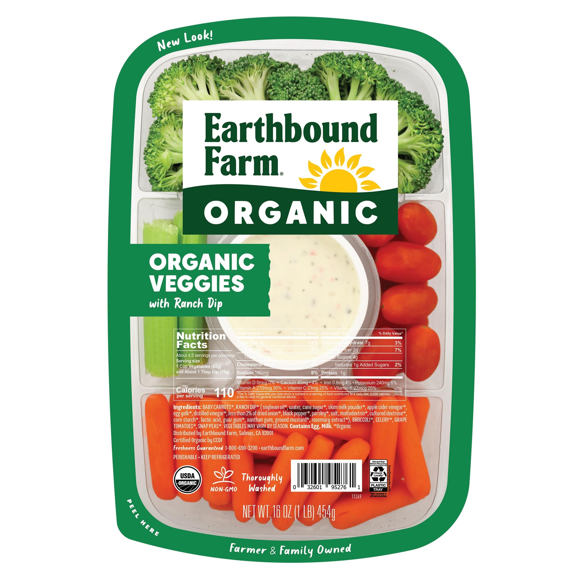 Earthbound Farm Organic Vegetable Tray with Ranch Dip 16oz