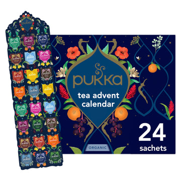 Pukka 2025 Advent Calendar Organic Tea Sampler, S Of 24 Delightful Black & Green Tea Infusions, Christmas Gift Idea For Tea Lovers, 100% Organic
