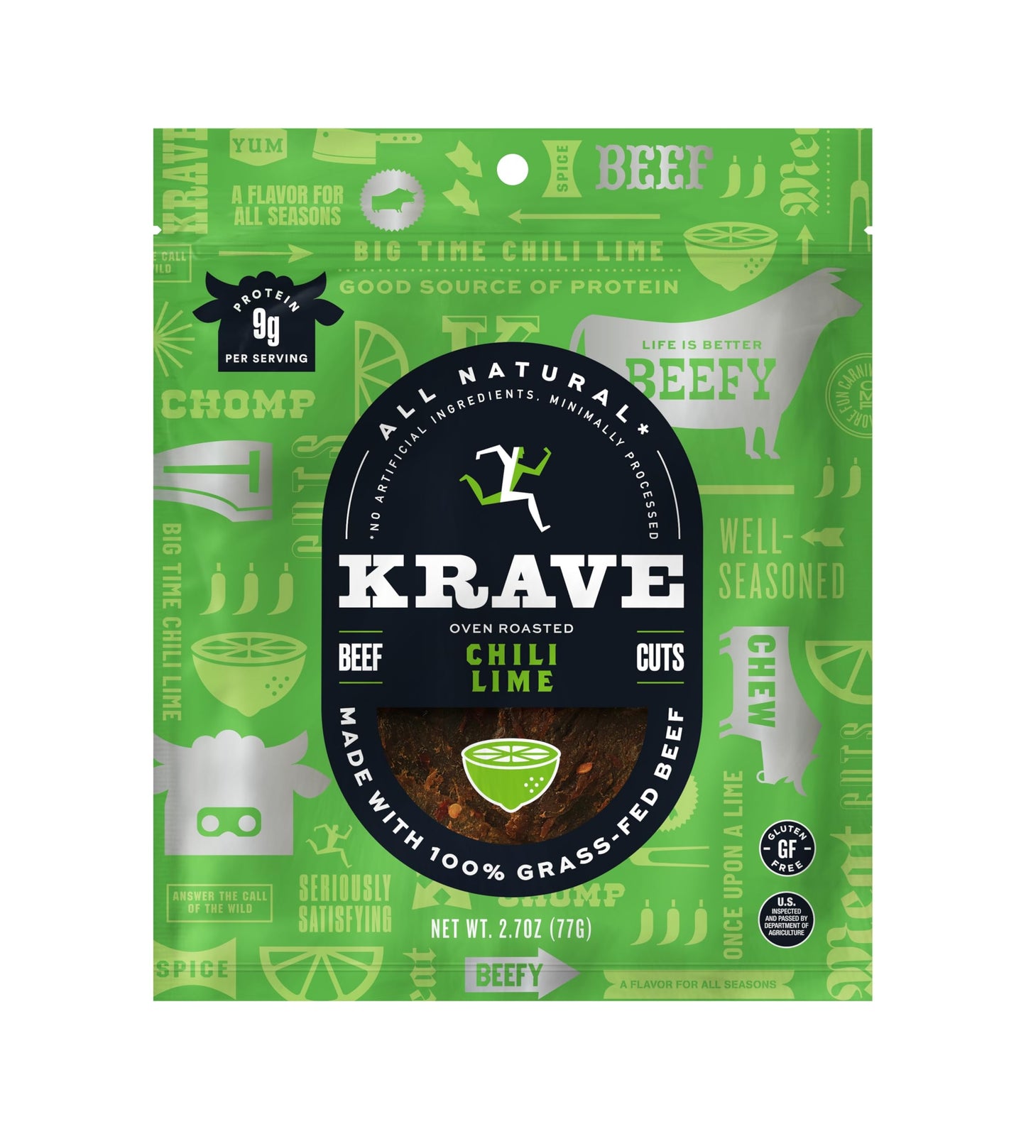 KRAVE Beef Jerky, Chili Lime - Gluten Free, Protein Packed Snack - 2.7 Ounce