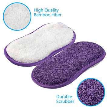 5 Pack Kitchen Dish Scrub Sponge Pads Non Scratch With Bamboo Microfiber Dishcloth No Odor Reusable Washable Multipurpose Scrubb