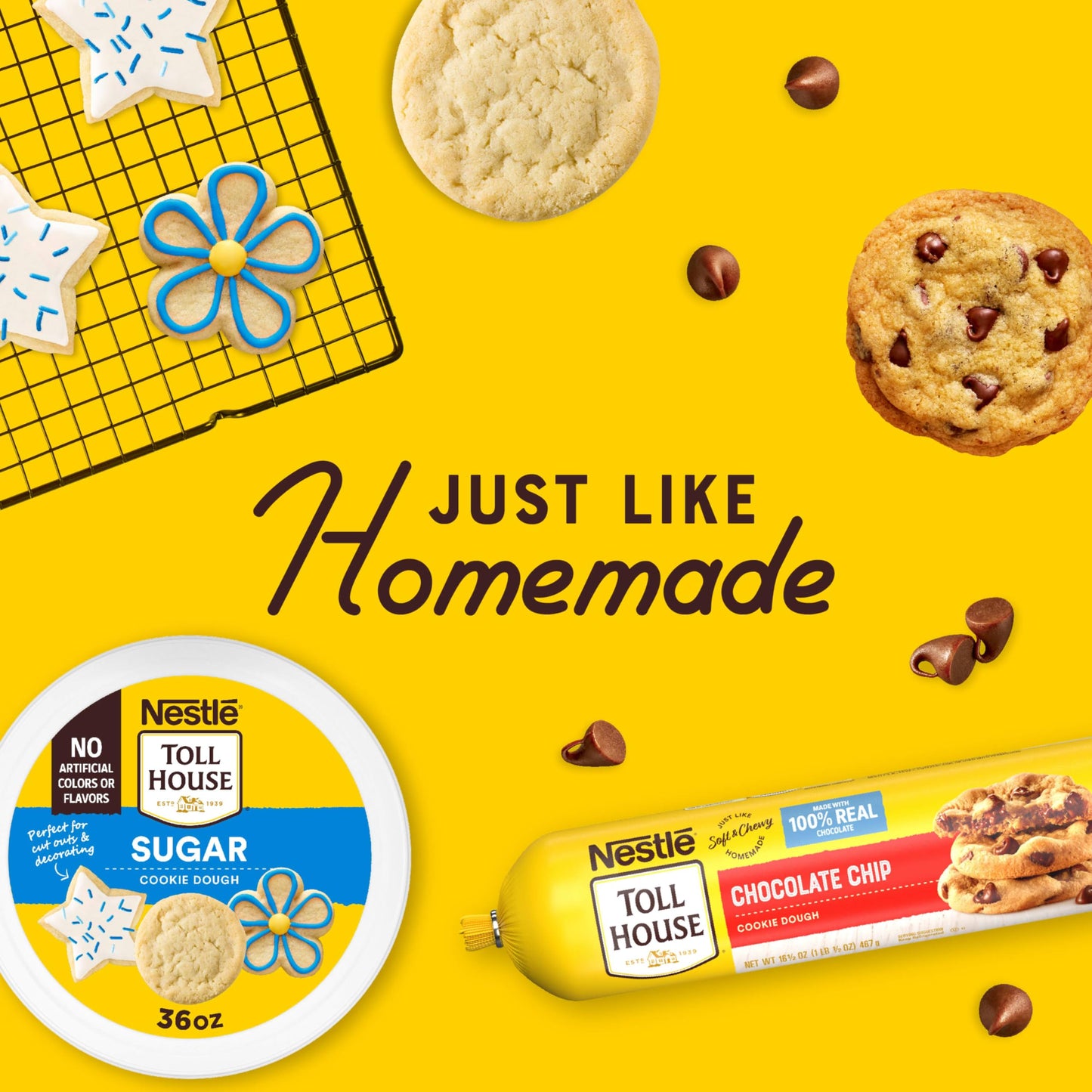Nestle Toll House Sugar Cookie Dough Tub, Ready to Bake Cookie Dough, Sugar Cookies Bake, Oven Cookies, Keep Refrigerated or Fro