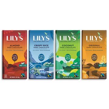 Variety 55% Dark Chocolate Bar Sampler By Lily'S | Stevia Sweetened, No Added Sugar, Low-Carb, Keto Friendly | 55% Cocoa | Fair
