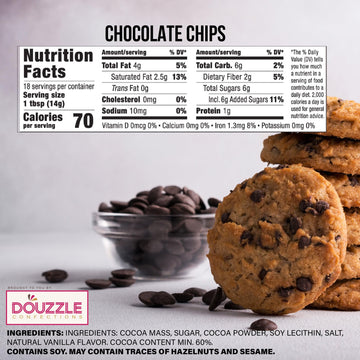 Douzzle Dark Chocolate Chips For Baking - Premium 60% Cocoa Semi-Sweet (9 Oz - Pack Of 1) Kosher Parve