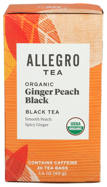 Allegro Tea, Organic Ginger Peach Black Tea Bags, 20 Ct