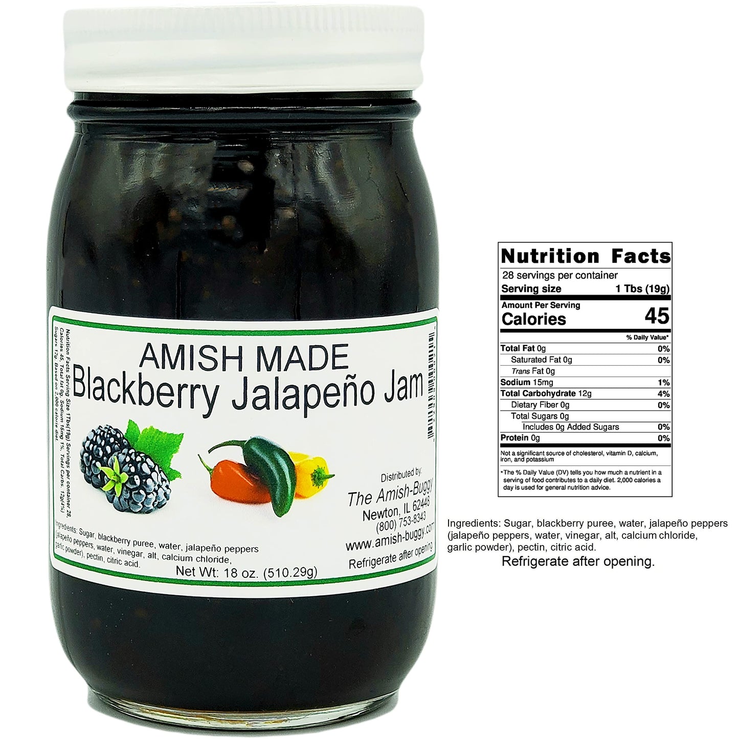 Amish Jam - Two 18 Oz Jars (Blackberry Jalapeno)