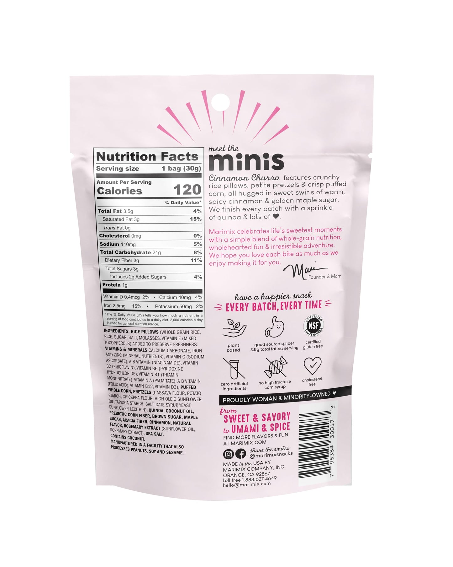 MARIMIX Mini Snack Mix - Cinnamon Churro Flavors - 6 Pack - 1.06 Ounce Each