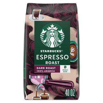Starbucks Whole Bean Coffee, Dark Roast Coffee, Espresso Roast, 100% Arabica, 1 Bag (40 Oz)