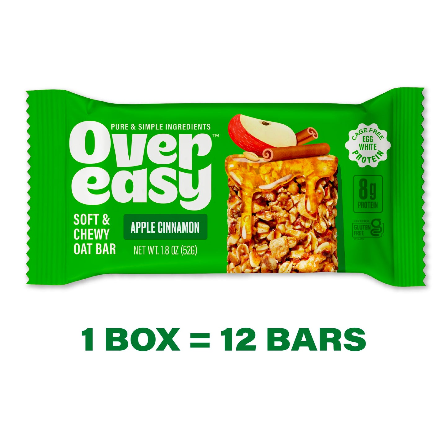 Over Easy Granola Breakfast Bars - Apple Cinnamon - Gluten Free, Dairy Free, Soy Free - 12 Count