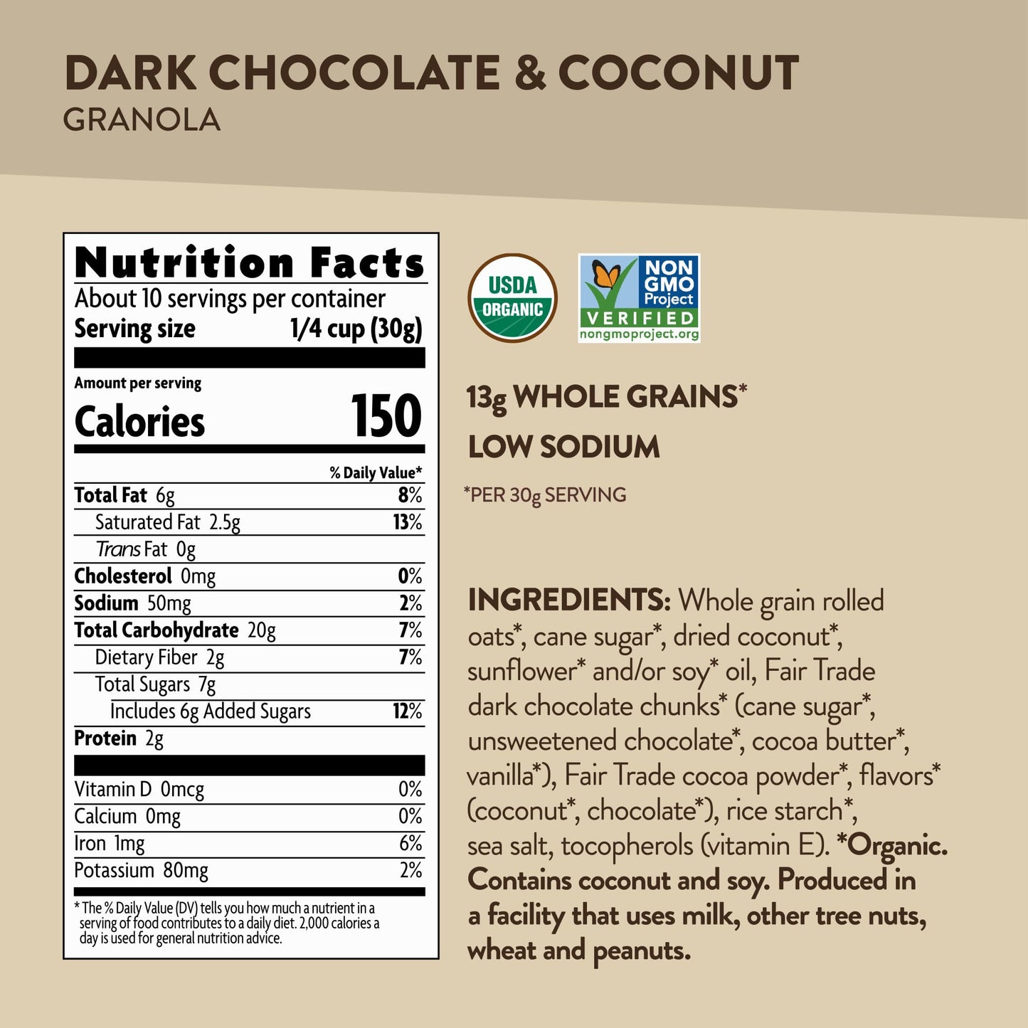 Love Crunch Organic Dark Chocolate Macaroon Granola, 11.5 Ounce, Non-Gmo, Fair Trade, By Natures Path
