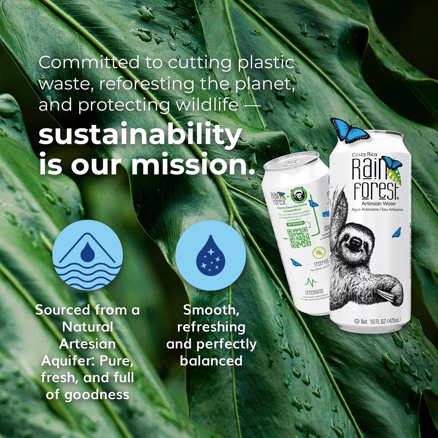 Rainforest Artesian Water  Costa Rica Pallet of 114 boxes - 1 368 Water Cans (475 mL / 16 oz Each) | Eco-Friendly & Sustainable Aluminum Packaging
