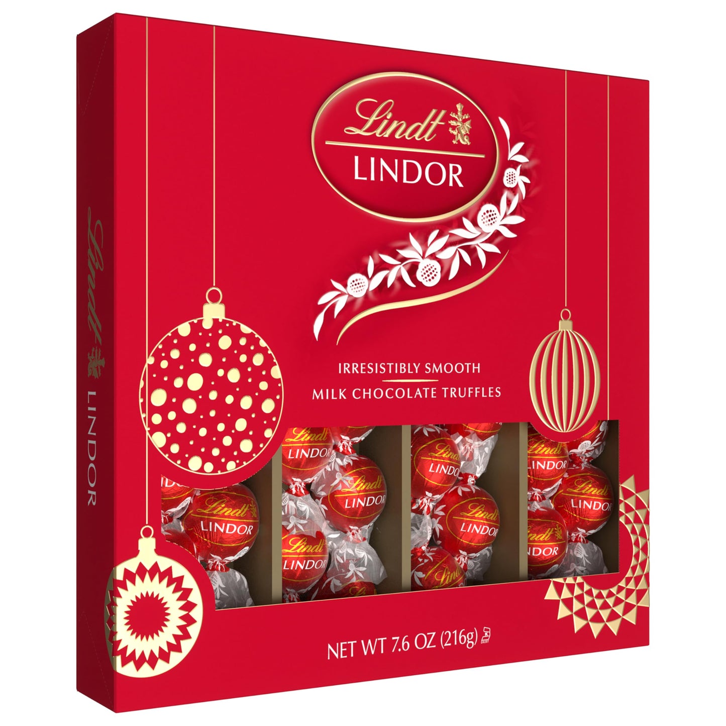 Lindt Lindor Milk Chocolate Candy Truffles Modern Gift Box, Assorted Chocolate Candy With Smooth, Melting Truffle Center, 7.6 Oz