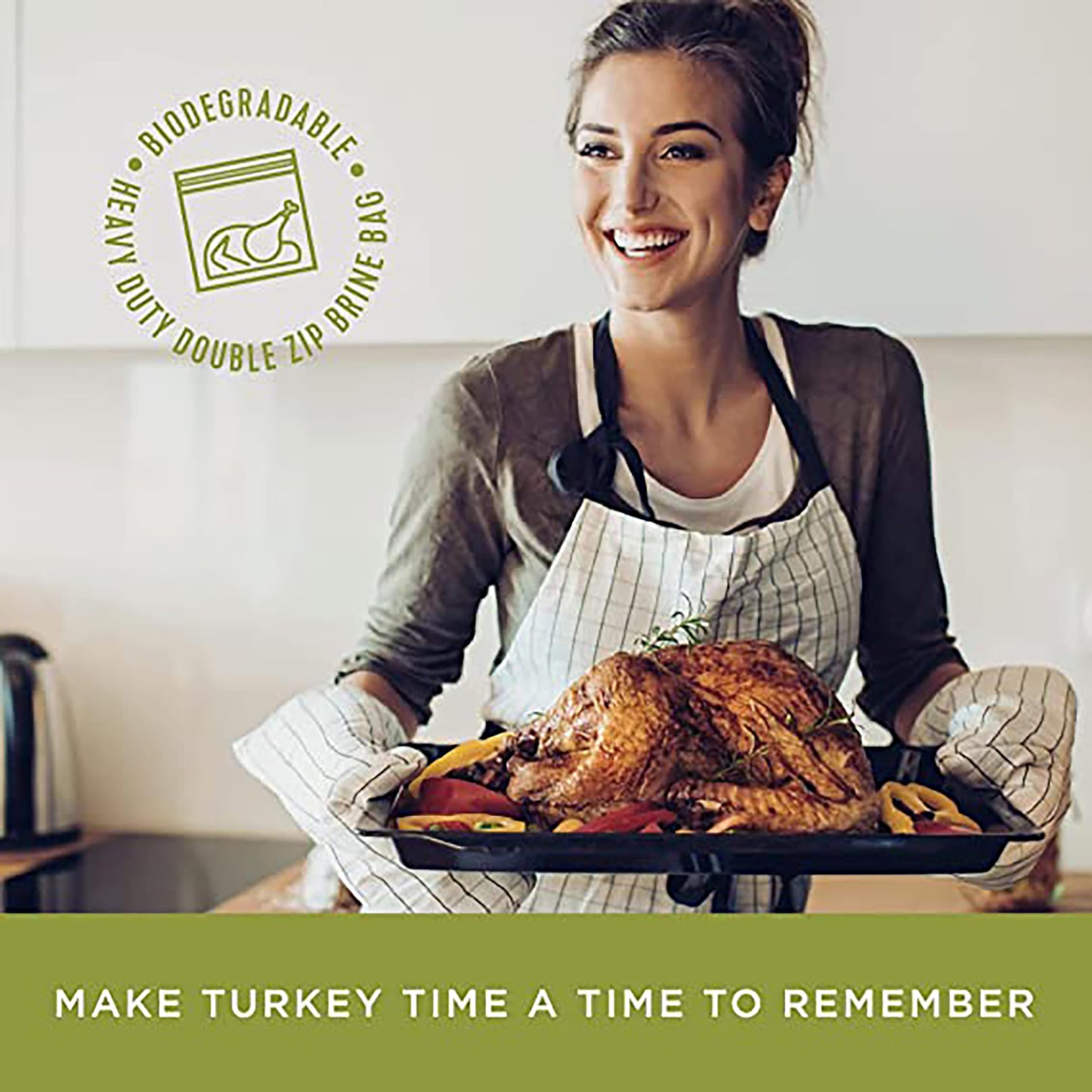 Fire & Flavor Apple Sage Turkey Perfect Brine - Turkey Brine Kit with Bag for Roasting  Grilling  smoky aroma  and Frying - Brining Seasonings for Cooking and Turkey Brine Bag - Turkey Brine and Rub Kit