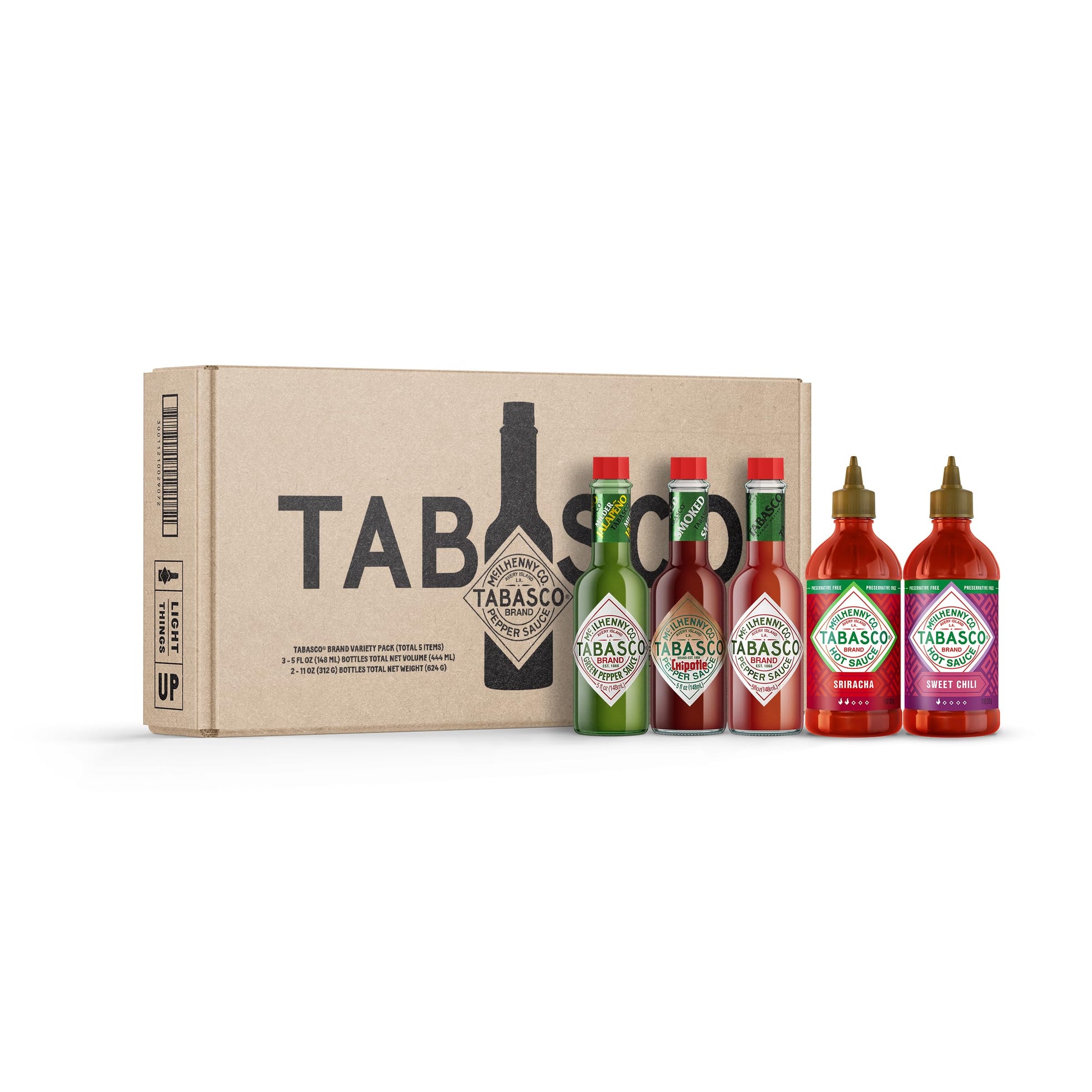 TABASCO Brand Hot Sauce Variety Pack, Gift Set Includes Five Tabasco Hot Sauce Glass & Squeeze Bottles, Perfect for Eggs, Pizza,