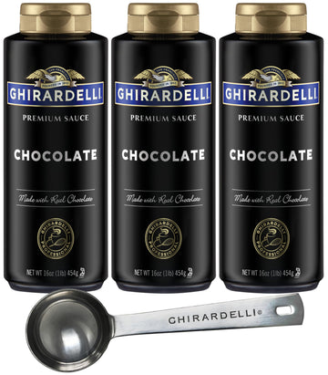 Ghirardelli Chocolate Sauce  16 Ounce Squeeze Bottle (Pack Of 3) With Ghirardelli Stamped Barista Spoon
