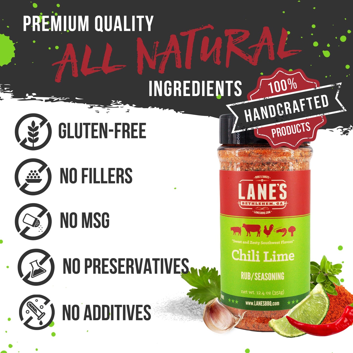 Lane'S Chili Lime Seasoning, All-Natural Chili Lime Pepper Seasoning For Pork, Chicken, & Soup, No Msg Chili Lime Salt Spices An