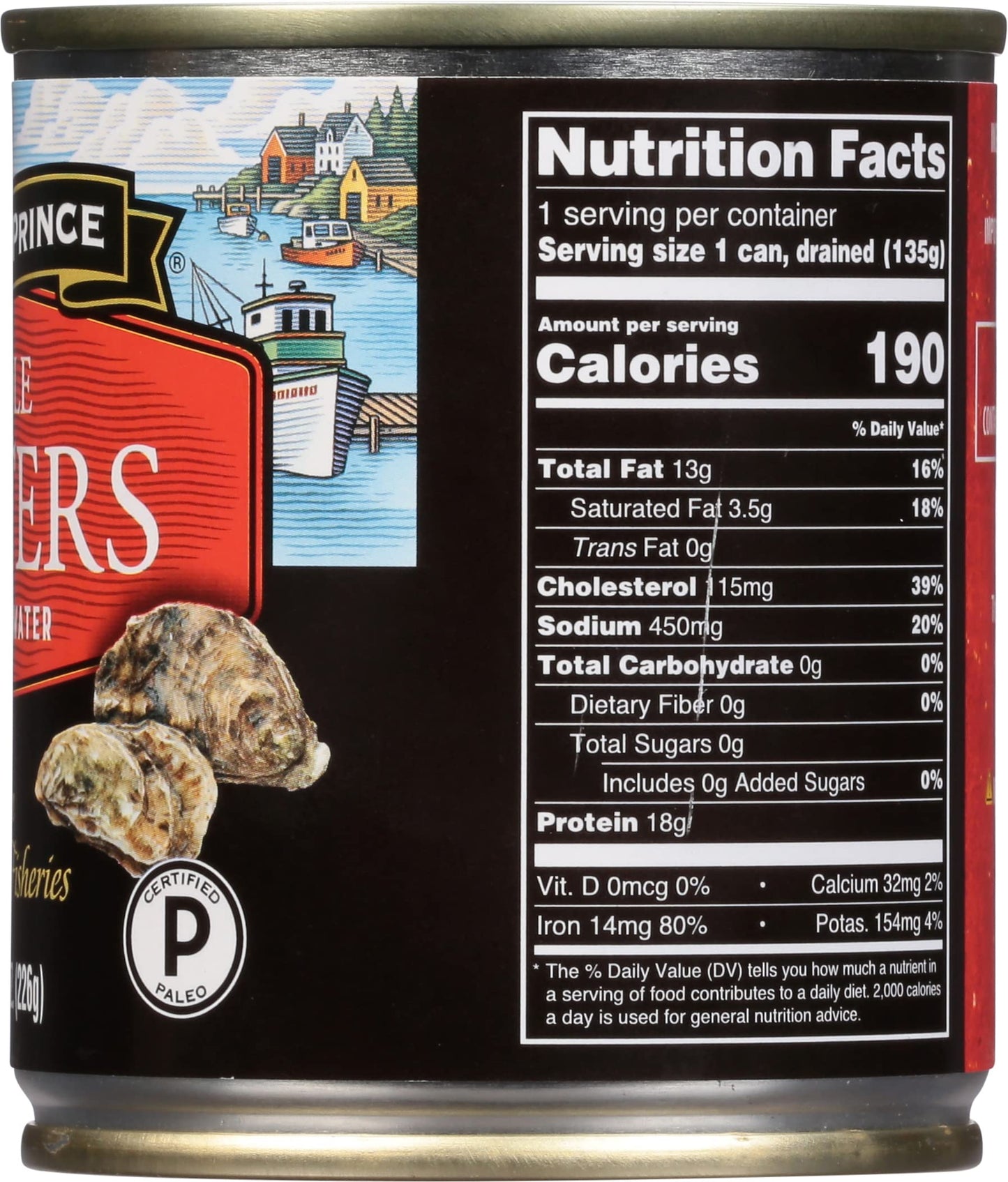 Crown Prince Whole Boiled Oysters, 8-Ounce Cans (Pack Of 12)