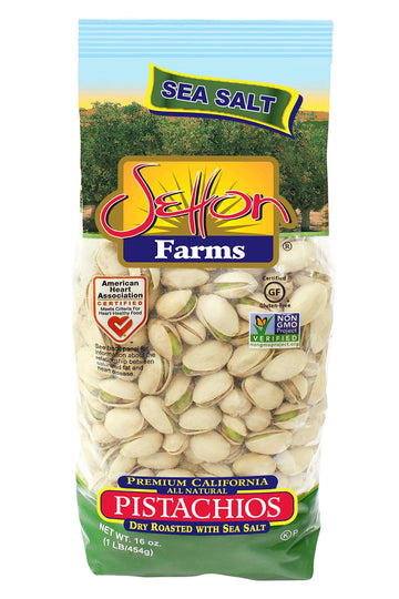 Setton Farms Dry Roasted And Salted Pistachios, Premium California In Shell Pistachios, 1 Pound Bag (16 Ounce), Certified Non-Gmo, Gluten Free, Vegan And Kosher