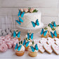 Gyufise 48Pcs Edible Butterfly Cake Decorations - Wafer Paper Butterflies & Cupcake Toppers - Blue