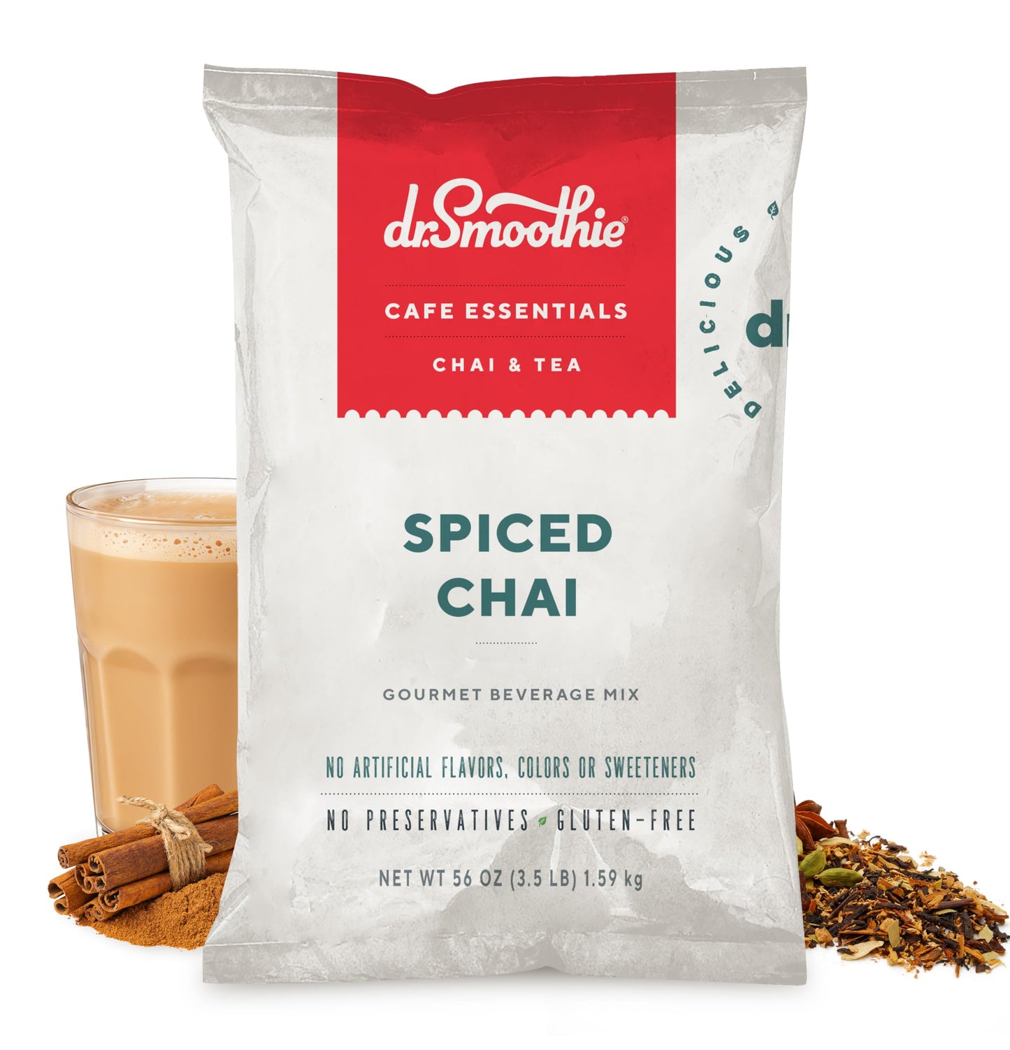 Dr. Smoothie Spiced Chai Beverage Mix – No Artificial Ingredients – 56 oz (3.5 lb) – 26 Servings
