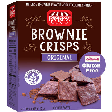 DOUzzle Gluten Free Cookies, Brownie Crisps Original (4 OZ - Pack of 1) Non Gebrokts Kosher for Passover Food Snacks -