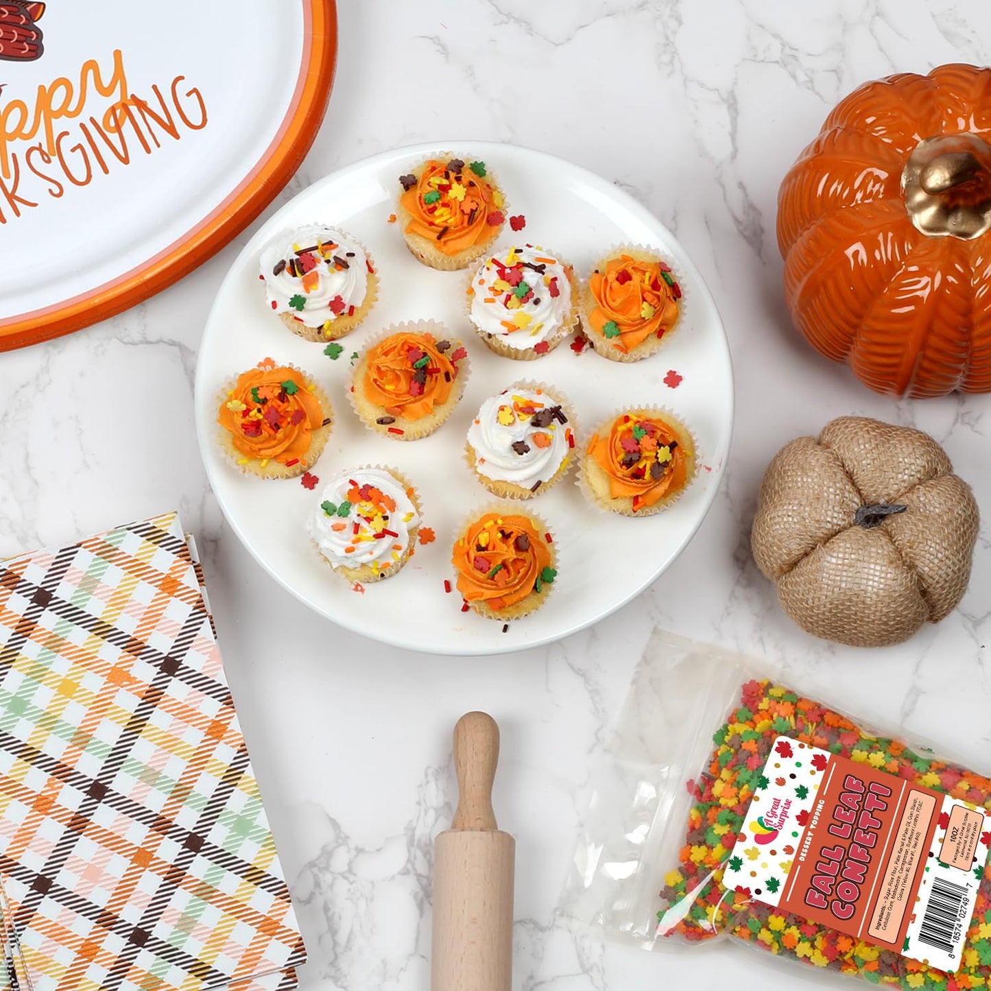 Autumn Leaf Confetti Sprinkles - 10 Oz Bulk - Thanksgiving Jimmies - Fall Leaves For Cake Cupcake Cookie Decorating - Harvest Decorating - Dessert Topping