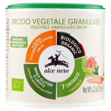 Alce Nero Organic Vegetable Broth Granules, 4.23 oz - Natural Flavor Enhancer for Soups & Stews