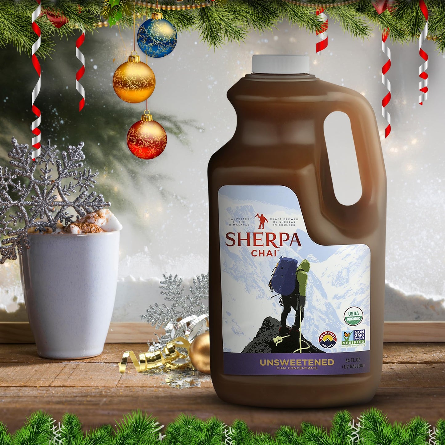 Sherpa Chai Traditional Chai Tea Concentrate - Hand Crafted Black Tea - 64 Fl Oz - Non-GMO Ingredients