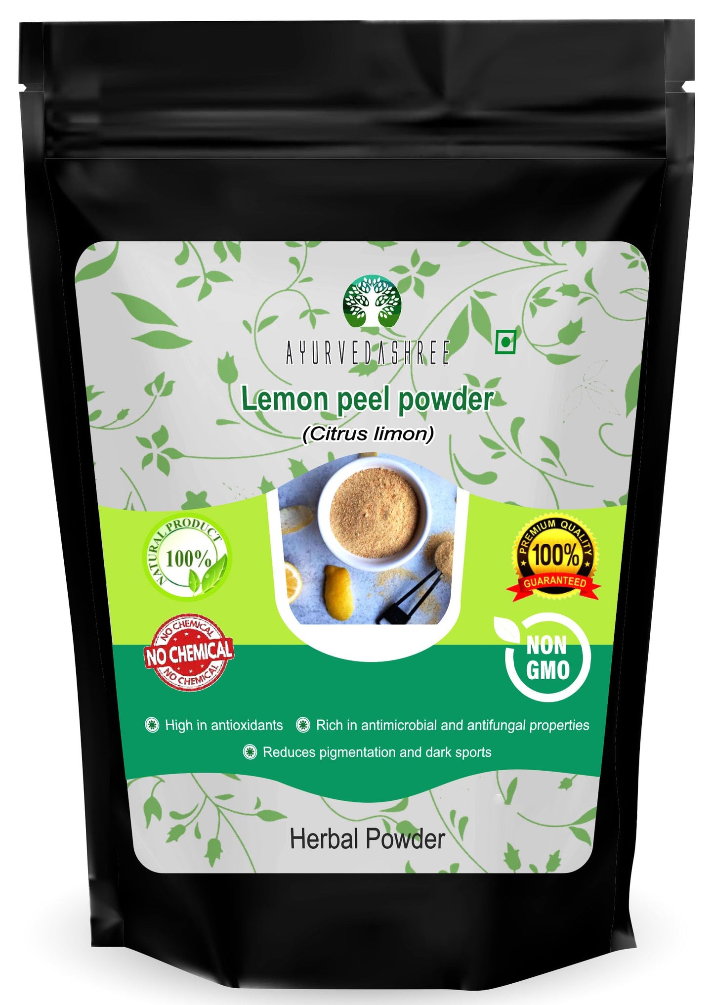 AYURVEDASHREE Lemon Peel Powder 100% Pure 100 Gm (3.53 Ounce) - Sun-Shade Dried Natural Ingredient
