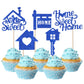 Rsstarxi Cupcake Toppers - 30 Pack Sweet Home Housewarming Decorations - Deep Blue Paper Picks