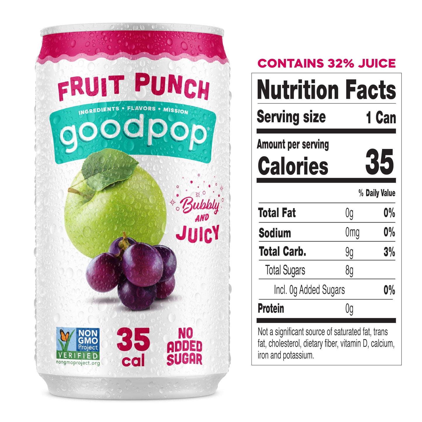 Goodpop Just Juice & Sparkling Water - 24 pack - 7.5OZ - Fruit Punch