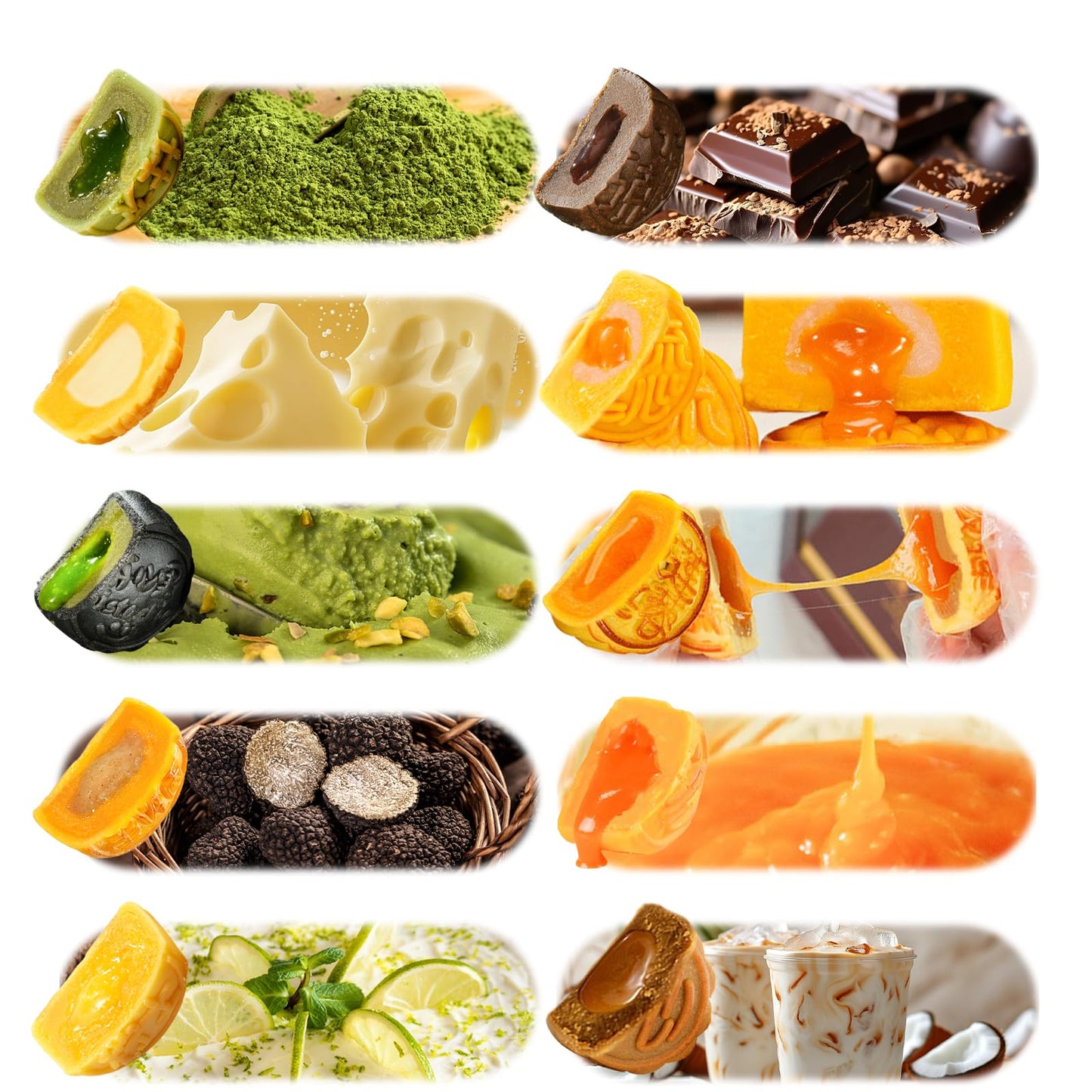 Kwolykim 10 Flavor Enhanced Lava Mooncake Gift Box Included Black Truffle, Pulled Silk Lotus Paste And More, Vegan-Friendly | Artisanal Asian Dessert Set For Gifting
