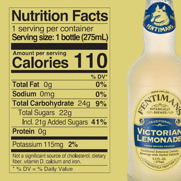 Fentimans Sparkling Victorian Lemonade - Sparkling Lemonade, Lemon Sparkling Water, Great Over Ice Or As Mixer, Natural Ingredients, Craft Soda, Botanically Brewed - 9.3 Fl Oz (Pack Of 4)