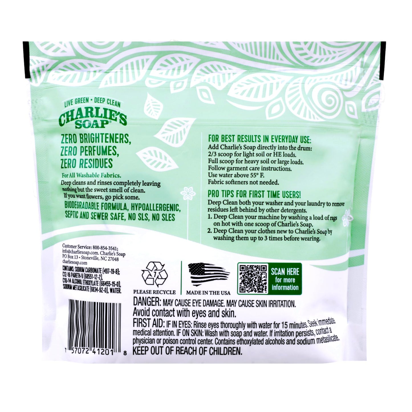 Charlieas Soap Laundry Powder (50 Loads, 1 Pack) Hypoallergenic Deep Cleaning Washing Powder Detergent - Eco-Friendly, Safe, And