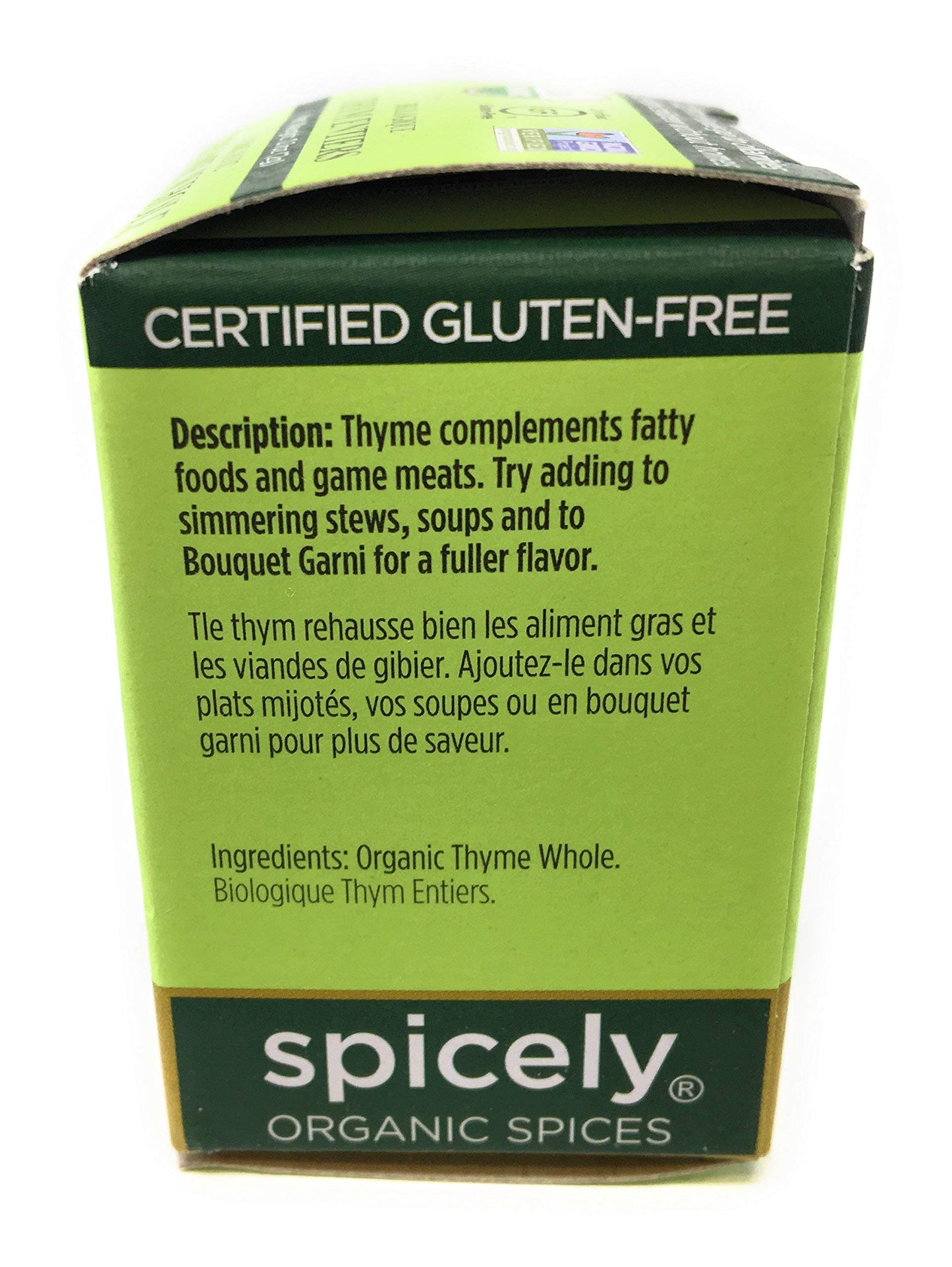 Spicely Organic Thyme 0.10 Ounce ecoBox Certified Gluten Free