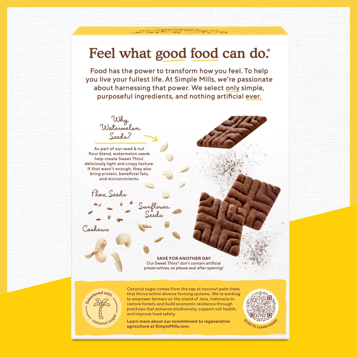 Simple Mills Sweet Thins Cookies, Nut & Seed Flour, Chocolate Brownie, Gluten Free, Paleo Friendly, Healthy Snacks, 4.25 oz Pack