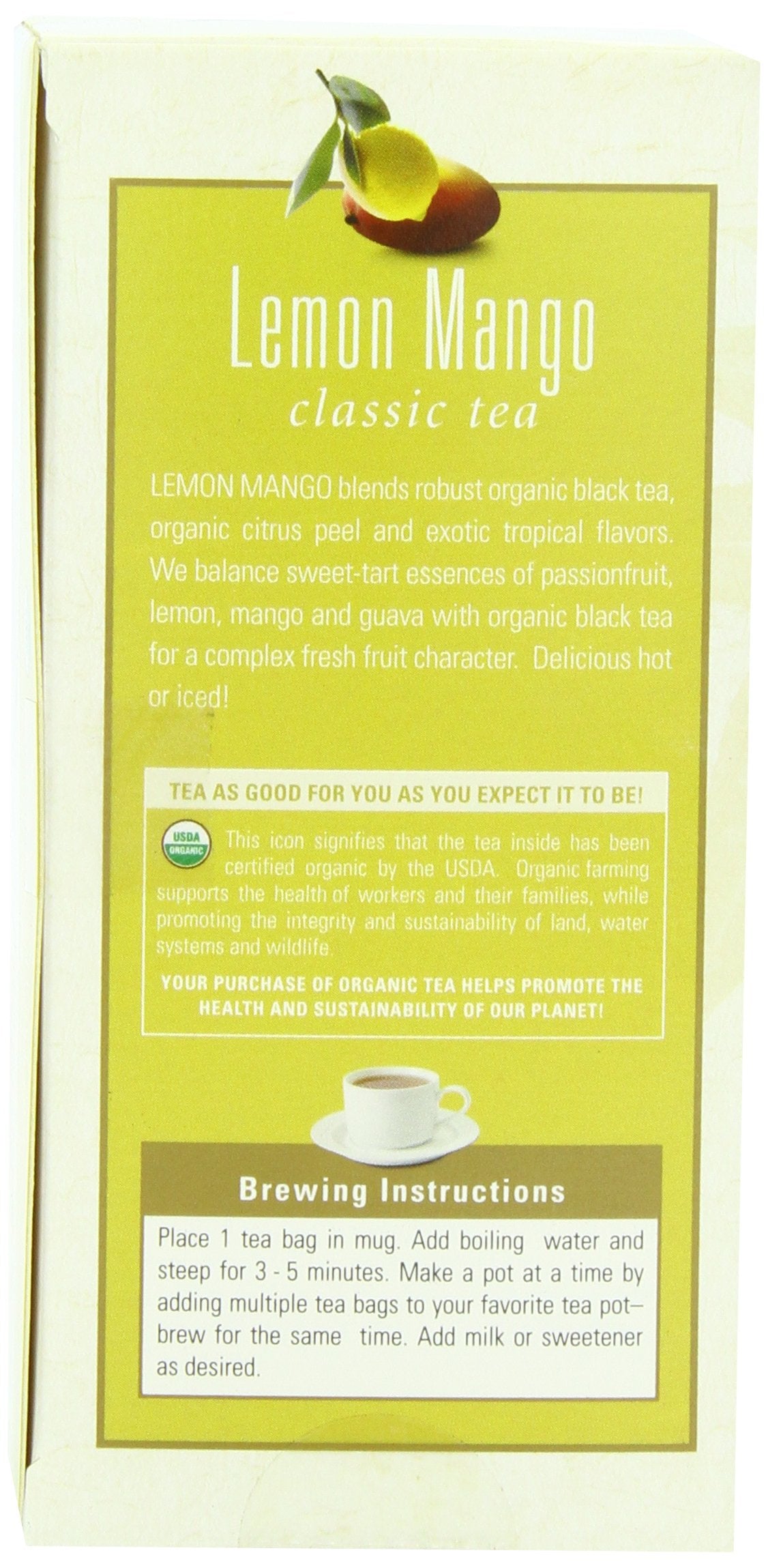 Davidson'S Organics, Lemon Mango, 25-Count Tea Bags, Pack Of 6
