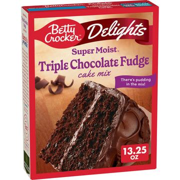 Betty Crocker Delights Super Moist Triple Chocolate Fudge Cake Mix, 13.25 Oz