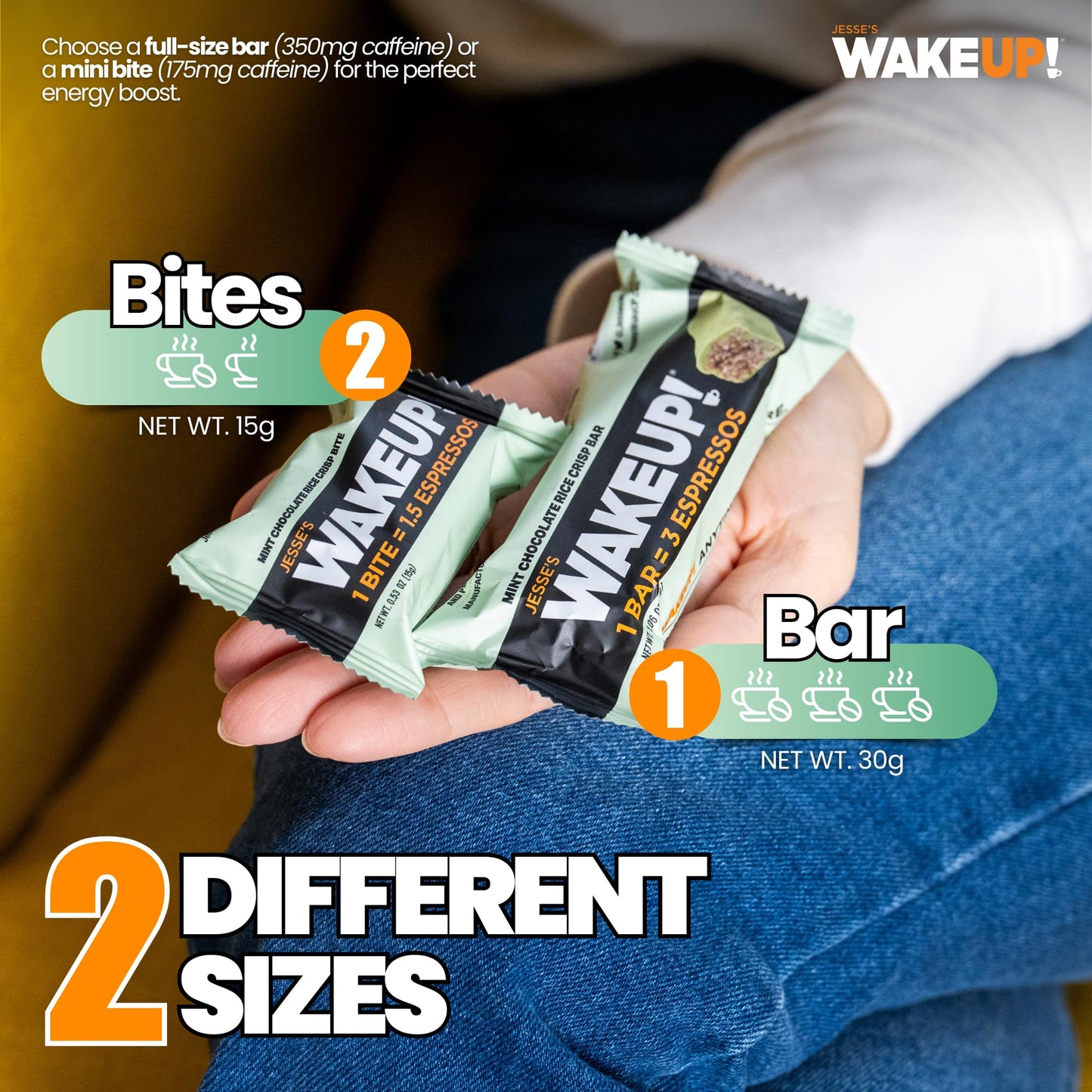 Wake Up! Mint Chocolate Caffeinated Protein Bites (1 Bite = 1.5 Espressos) – 175Mg Clean Caffeine For Energy, Focus & Happy Mornings – Gluten-Free, Kosher Ingredients, Vegetarian – Proprietary Blend For Smooth, Jitter-Free Energy – 8 Pack