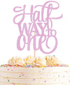 AHAORAY Half Way To One Cake Topper - Pink Glitter 6 Months Birthday Decorations Supplies - Half Birthday Decorations Baby Girl,