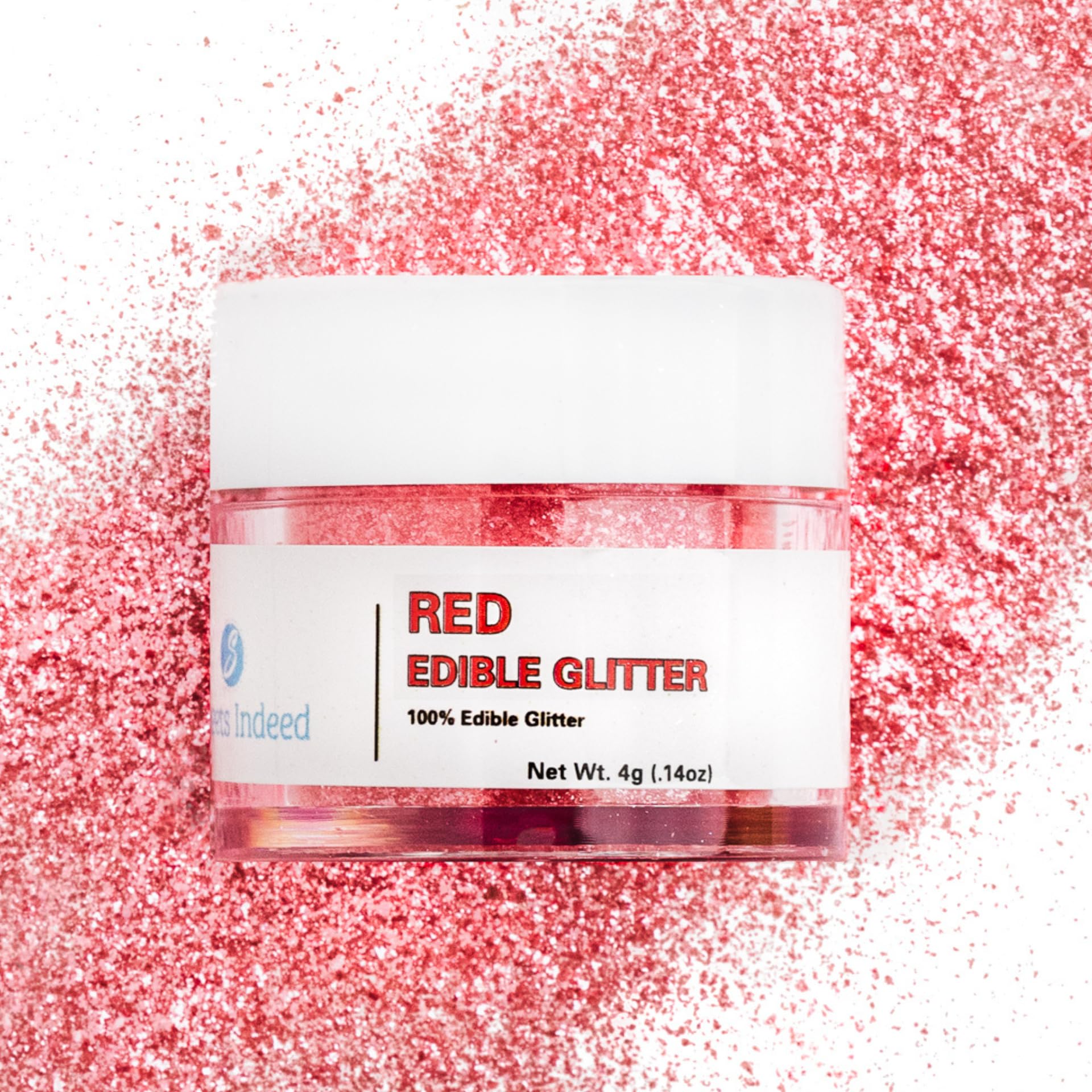 Sweets Indeed Edible Glitter, Perfect for Drinks, Cocktails, Beverages & Cake Decorating, Dessert Cake Topper, 4 grams (Red 4g)