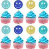 24 Pack Smile Face Cupcake Toppers Gold Glitter Cut Cupcake Picks Smiley Assorted Cupcake Toppers For Girls Baby Shower Birthday Party Cake Decorations Supplies Multi