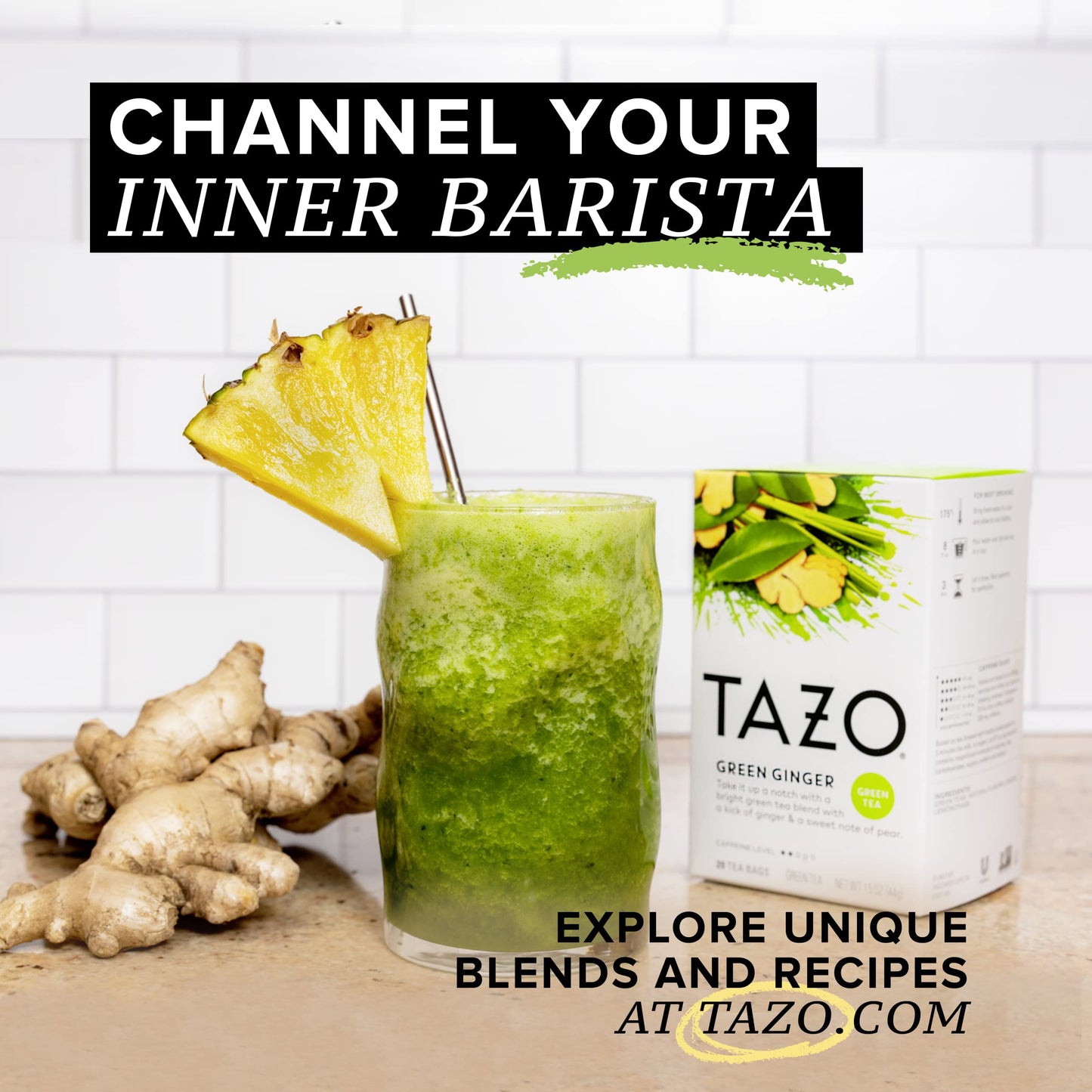 Tazo Tea Bags, Green Tea, Green Ginger, 20 Count (Pack Of 6)