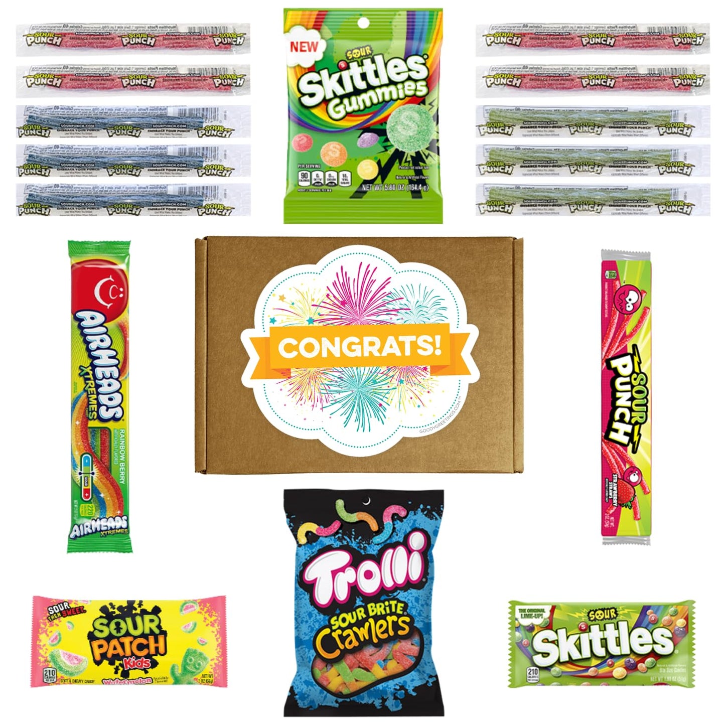 Hangry Kit Congratulations Sour Candy Kit - 16-Piece Variety Pack With All Your Favorite Sour Candy Classics In A 'Congratulatio