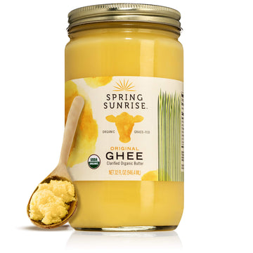 Spring Sunrise Organic Grass Fed Ghee Butter - USDA Certified Organic Clarified Butter - Paleo, Keto Friendly, Non-GMO, Gluten, 