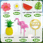 Flamingo Cake Toppers Summer Cake Decorations Pineapple And Hibiscus Flower Palm Leaf Cake Toppers For Tropical Hawaiian Beach L
